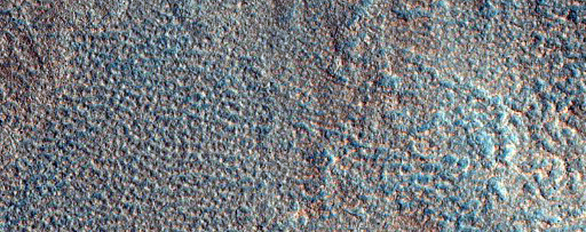 Frost Deposit on Ejecta of Crater in Acidalia Planitia