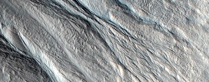 Gullies along Mesa Wall in North Tempe Terra