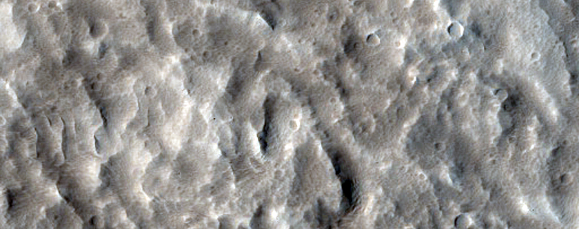 Terrain around Crater in Tempe Terra
