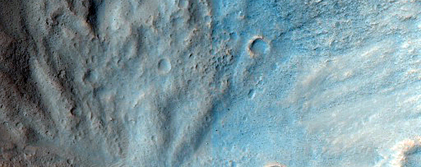 Gully or Landslide Directly under Small Crater