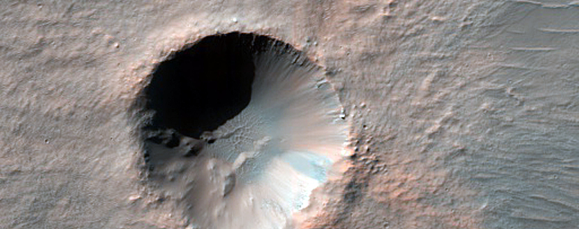 Crater and Ejecta North of Hellas Planitia