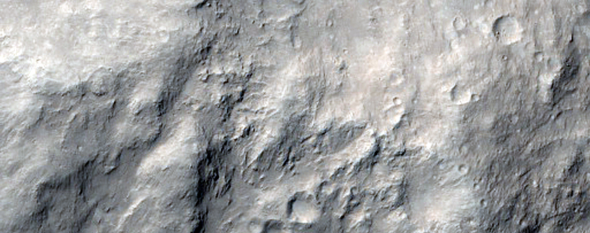 Crater Central Mound Deposits near Dichotomy Boundary