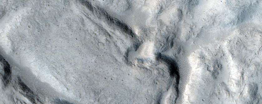 Terrain around Crater in Tempe Terra