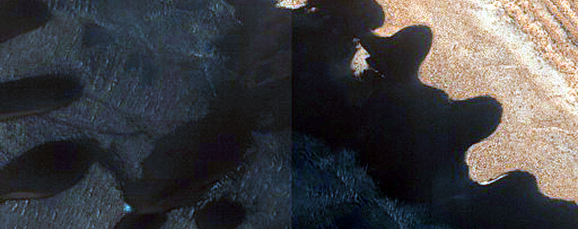 Survey of Dune-Ice Interactions near Olympia Undae