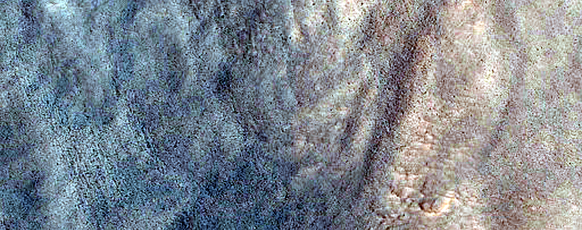 Possible Gullies in Mid-Latitude Crater near Phlegra Montes