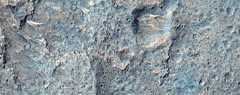 Lobate Feature at Intersection of Channel with Crater Floor