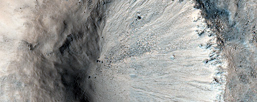 950m Crater on Flank Above Lobate Debris Apron in Phlegra Montes