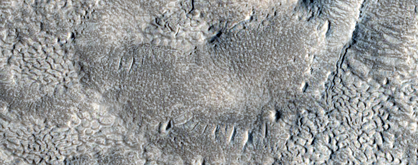 Terrain in Crater in Tempe Terra
