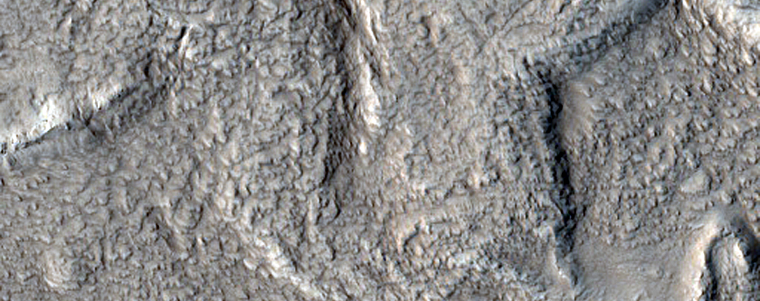 Terrain around Crater in Tempe Terra