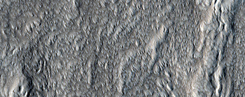 Terrain around Crater in Tempe Terra