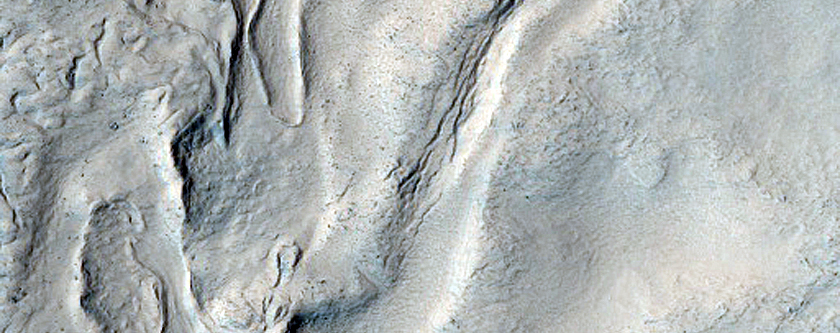 Sinuous Ridges at Interaction of Viscous Flow Feature and Ejecta