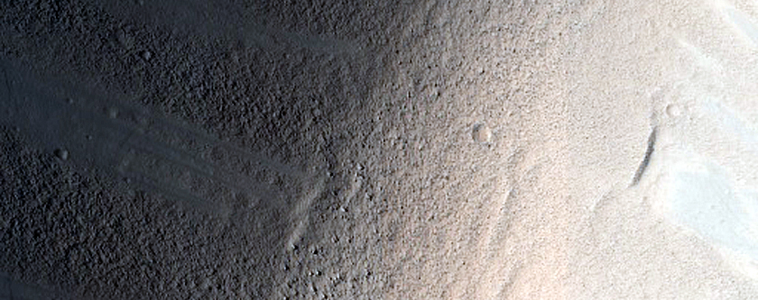 Lobate Deposit in Ceraunius Catena Pit Crater Chain Southeast of Alba Mons