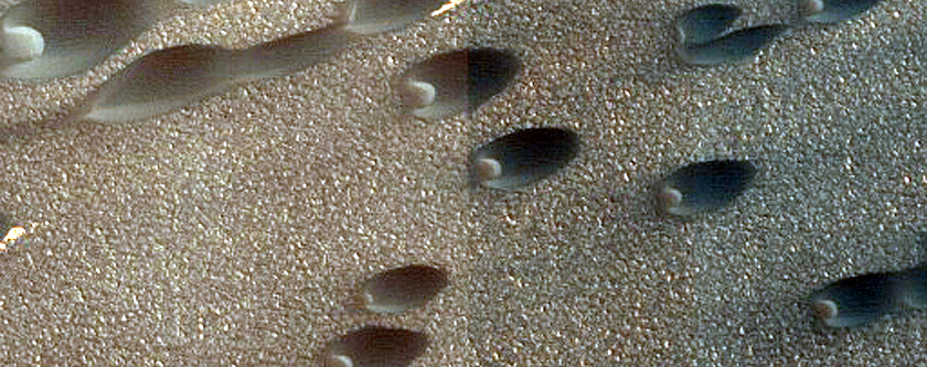 Olympia Undae Dune Interaction with Residual Polar Ice