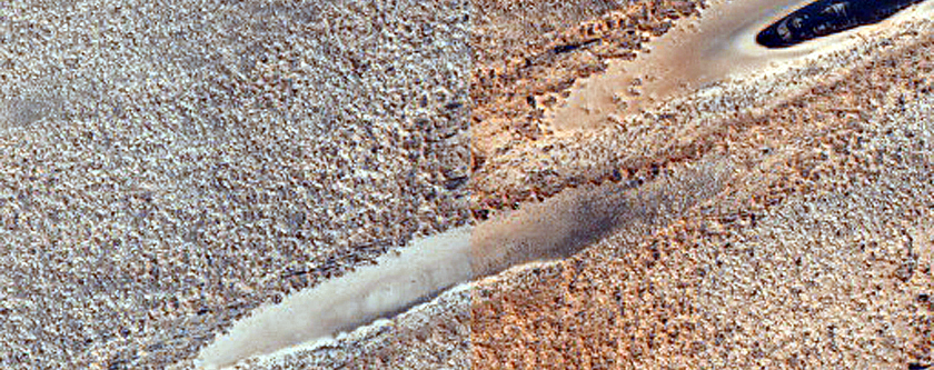 Mounds on North Polar Residual Ice atop Dunes