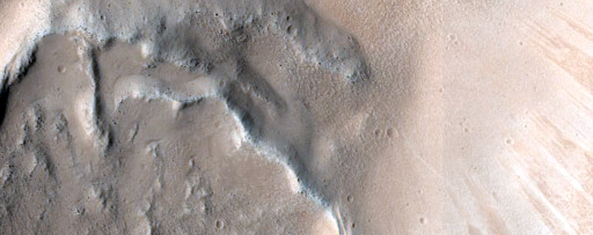 Possible Pole-Facing Glacier Deposit in Crater