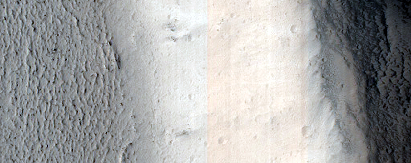 Rim of Crater Flooded with Lava in Amazonis Planitia