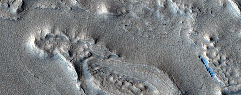 Landforms Northeast of Moreux Crater
