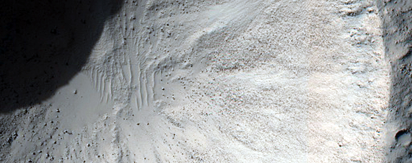 Frost Survey in Fresh Crater with Steep Slopes