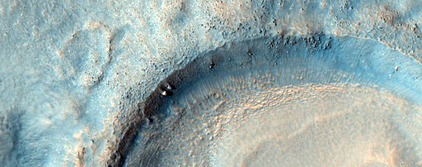 Layered Mesa in Crater West of Semeykin Crater