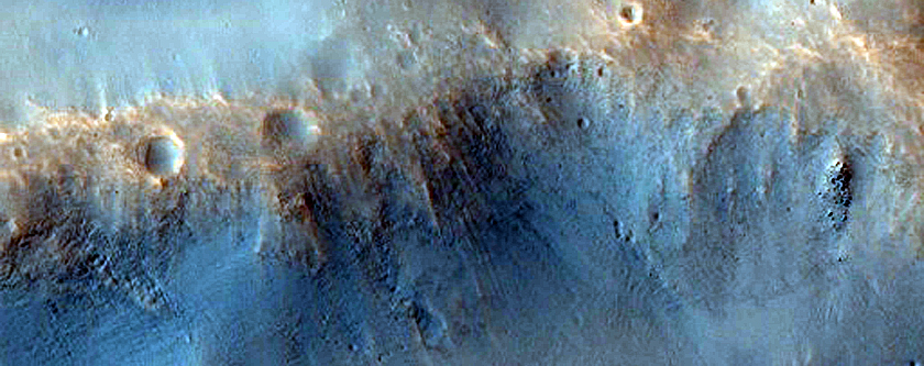 Gully in Crater Southwest of Idaeus Fossae