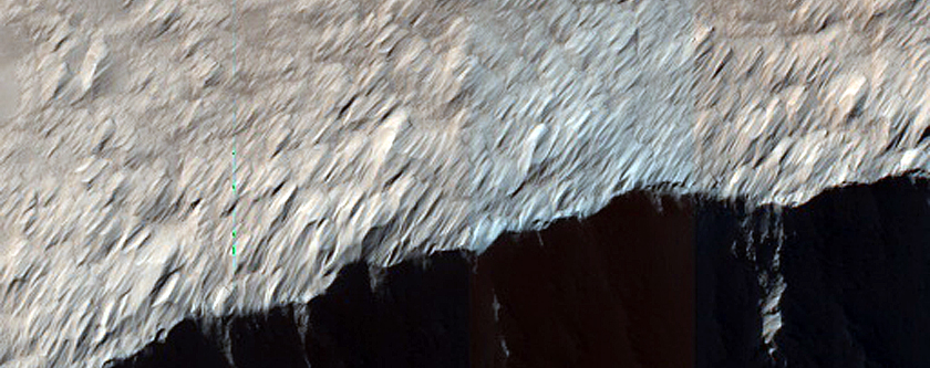 Frost Survey in Steep and Fresh-Looking Crater