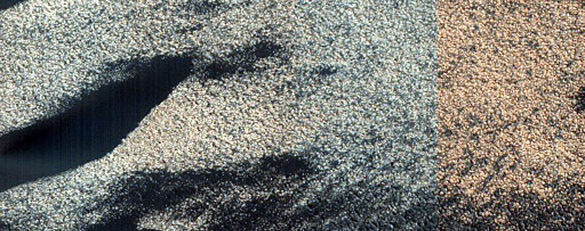 Upwind West Olympia Region Dune Interaction with Residual Polar Ice