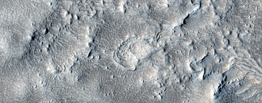 Terrain in Crater in Tempe Terra