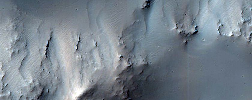 Channel and Ridges West of Huygens Crater
