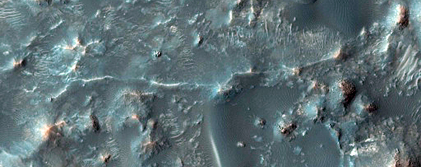 Isolated Dune Field in Crater Northwest of Syrtis Major Planum