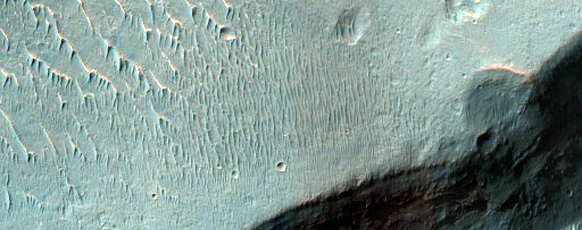 Valley and Trough in Ladon Valles Basin