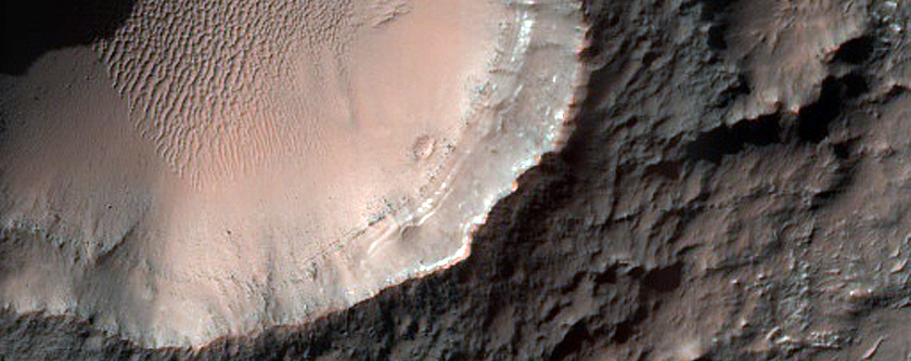 Crater Wall with Potential Chloride Deposit Outcrop