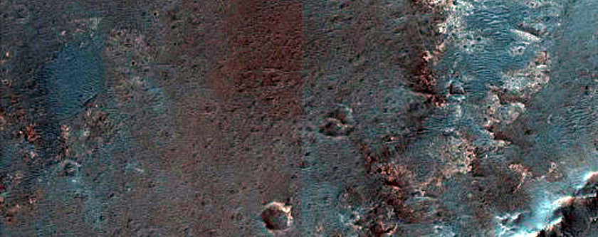 Mawrth Vallis Crater with Sulfate-Rich Terrain