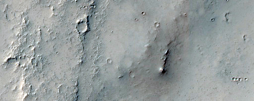 Inverted Channel Cutting Crater in Noachis Terra
