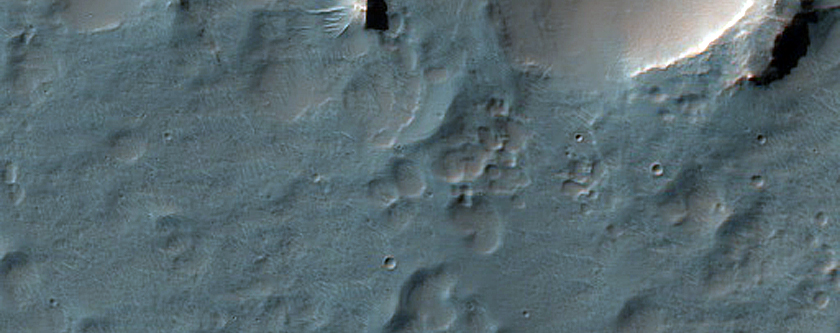 Crater Amid Secondaries from Hale Crater