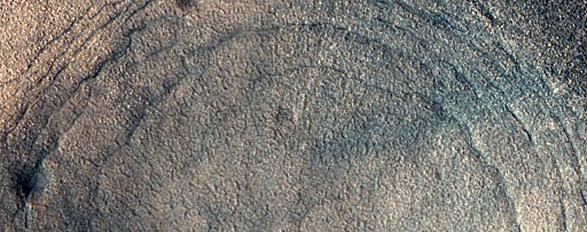 Dust Devil Tracks Over Crater in Northern Plains
