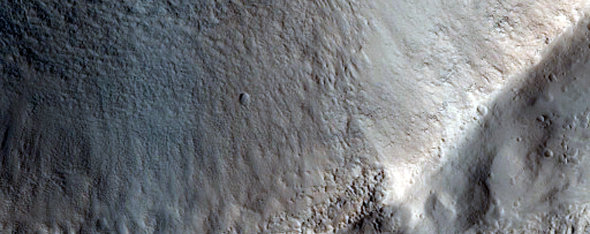 North-Pole-Facing Deposit in Three Craters Associated with Headwall Erosion
