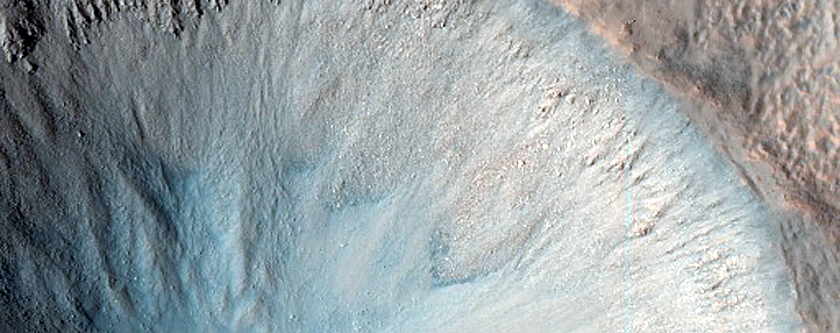Mid-Latitude Crater with Steep Slopes