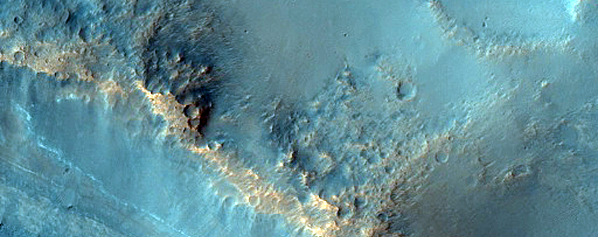 Exposed Crater Rim Deposits near Oxia Planum
