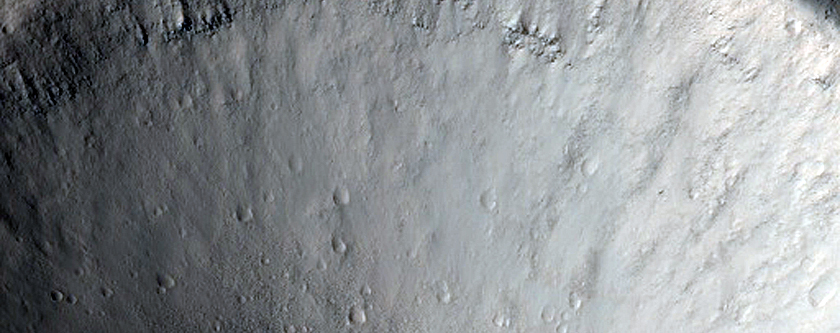North-Pole-Facing Deposit in Crater Associated with Headwall Erosion