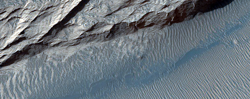 East Candor Chasma Hematite Deposit with Yardangs