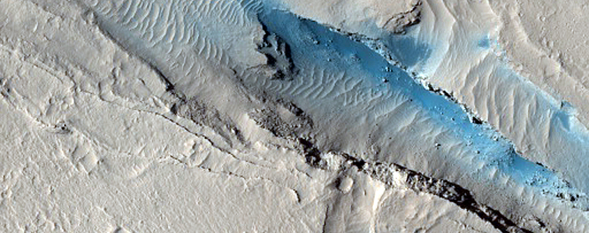 Possible Rock Falls on Steep Slopes in Cerberus Fossae 