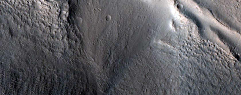 North Facing Gully with Large Alcove and Apron on Concentric Crater Fill