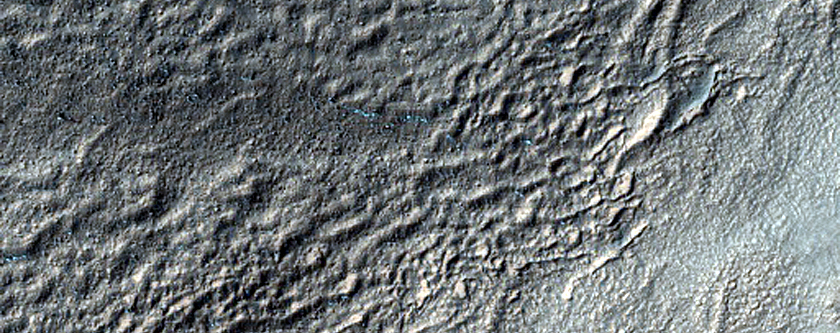 Sinuous Ridges on Rim of Lohse Crater