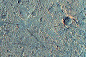 Ejecta Surrounding Crater in Margaritifer Terra in CaSSIS Image
