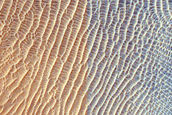 Steep Dark-Floored Crater with Wind Streak and Dunes