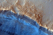 Exposed Crater Rim Deposits near Mawrth Vallis