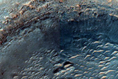 Exposure in West Wall of Oxia Planum Crater 