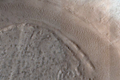 North-Pole-Facing Deposit in Crater Associated with Headwall Erosion