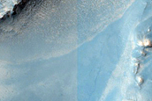 Layers in Crater South of Antoniadi Crater