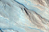 West-Facing Gullies in Crater in Mamers Valles